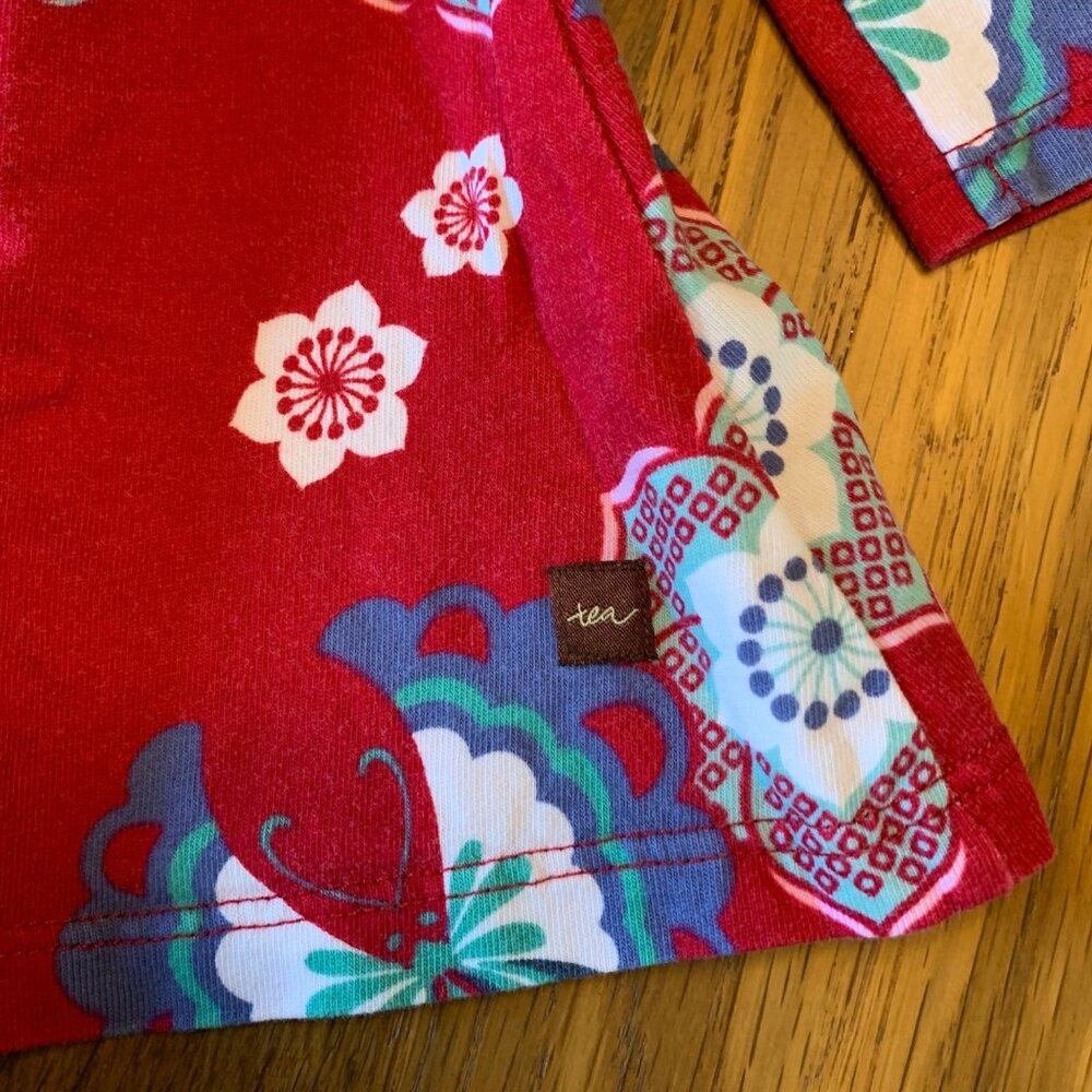 TEA COLLECTION Red Floral Dress Girls 18-24 Mos China Red Butterflies Holidays - Picture 5 of 6